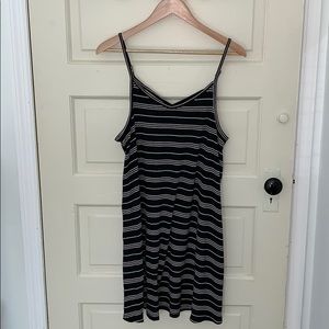 B&W Striped Sleeveless T-Shirt Dress